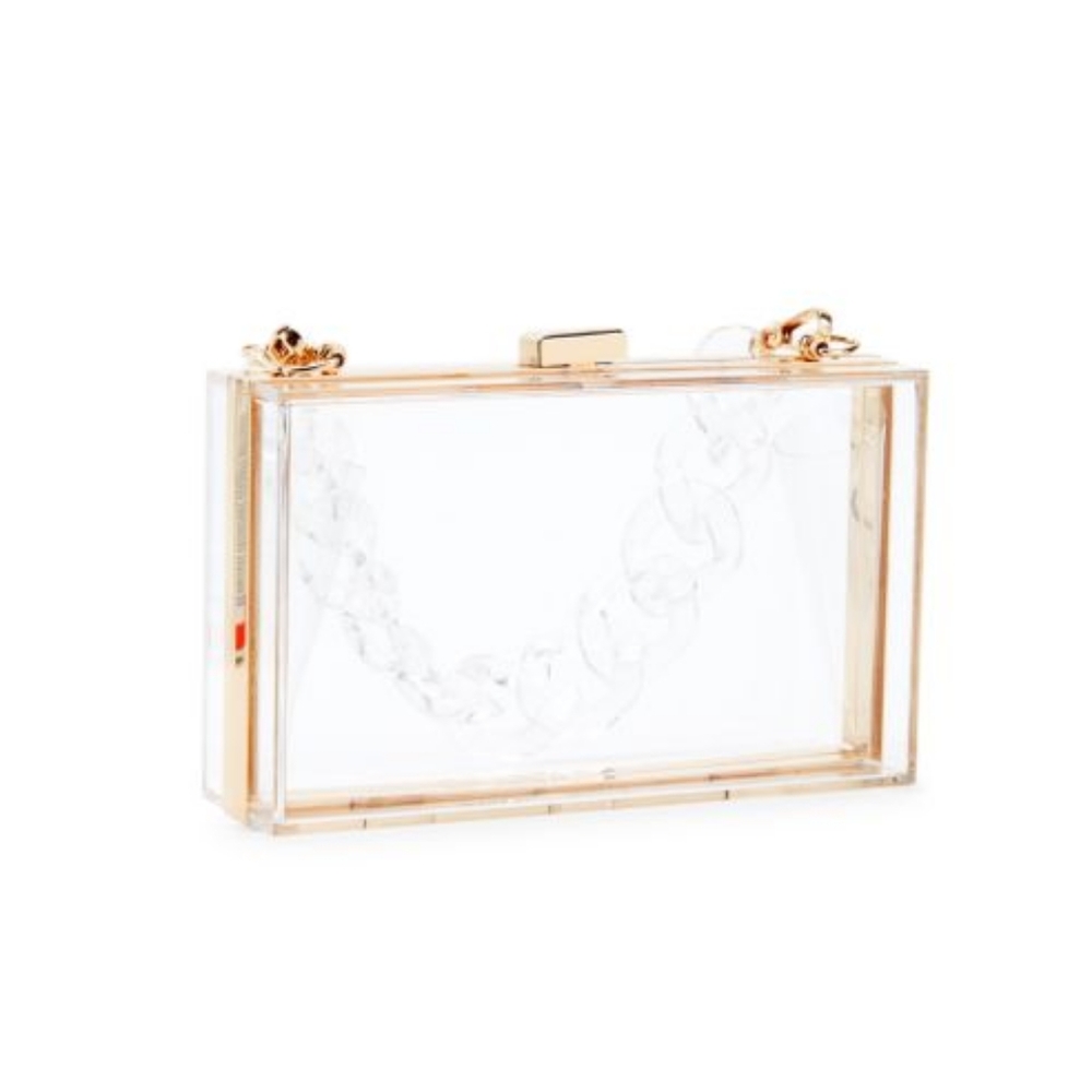 Jill & Ally Transparent Acrylic Chain Clutch Purse Bag Nwt